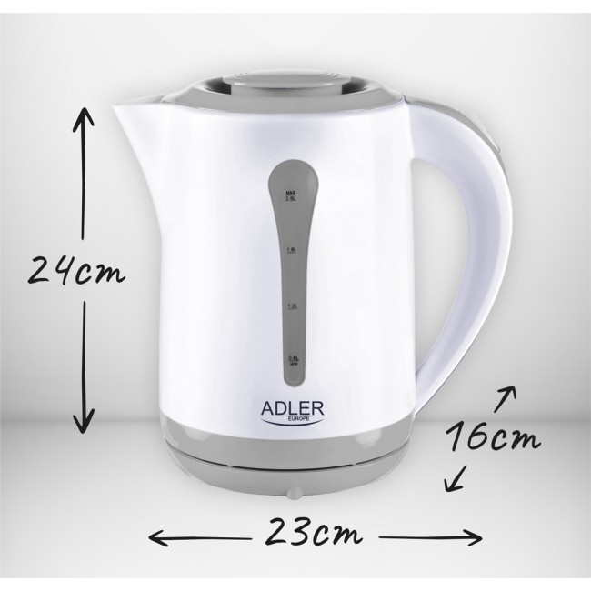 Adler AD 1244 electric kettle 2.5 L 2200 W white and blue Adler AD 1244 electric kettle 2.5 L 2200 W white and blue