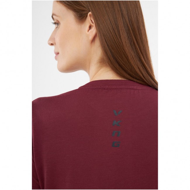 T-shirt damski VIKING Salen Lady Merino bordowy XL
