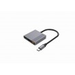 Gembird A-CM-COMBO3-05 USB Type-C 3-in-1 multi-port adapter (USB port + HDMI + USB-C video), space grey