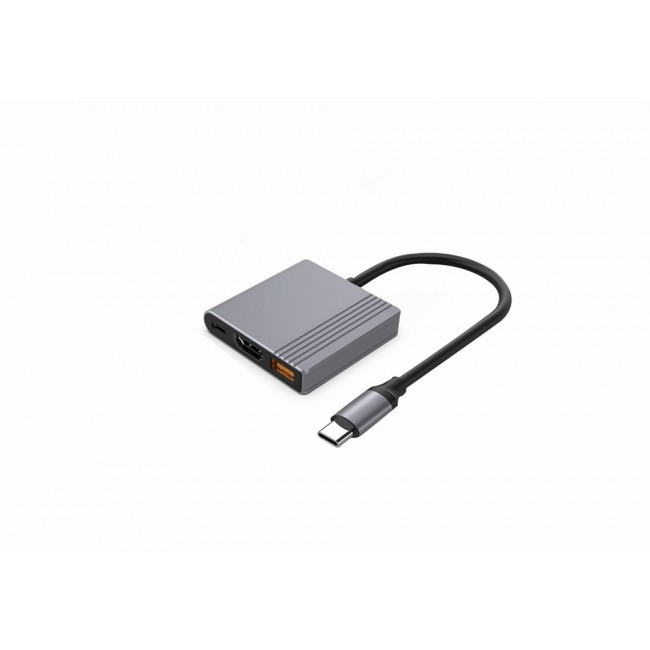 Gembird A-CM-COMBO3-05 USB Type-C 3-in-1 multi-port adapter (USB port + HDMI + USB-C video), space grey