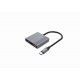 Gembird A-CM-COMBO3-05 USB Type-C 3-in-1 multi-port adapter (USB port + HDMI + USB-C video), space grey