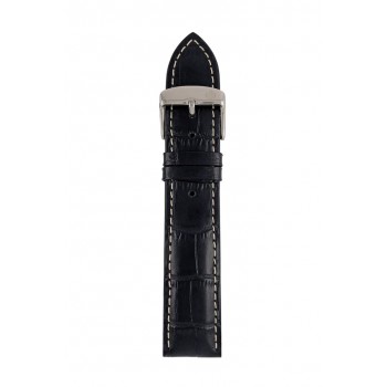 Zeppelin leather strap black, 22 mm