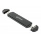 Manhattan M.2 NVMe and SATA SSD Enclosure, USB-C & USB-A Male Connection, Up to 10 Gbps (USB 3.2 Gen2 aka USB 3.1), For 2230/2242/2260/2280 SSDs with M Key or B+M Key, SuperSpeed+ USB, Aluminum, Black, Three Year Warranty Manhattan M.2 NVMe and SATA SSD Enclosure, USB-C & USB-A Male Connection, Up to 10 Gbps (USB 3.2 Gen2 aka USB 3.1), For 2230/2242/2260/2280 SSDs with M Key or B+M Key, SuperSpeed+ USB, Aluminum, Black, Three Year Warranty