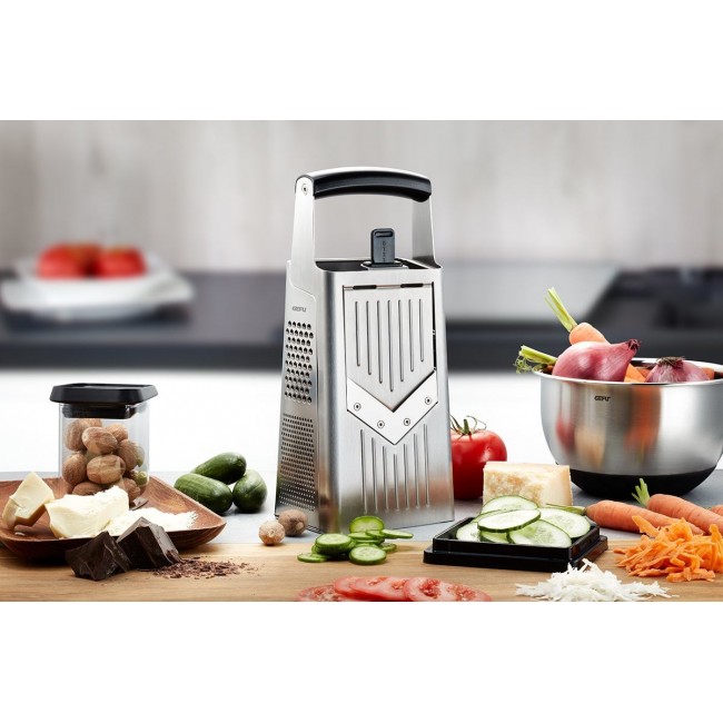 GEFU 10761 manual grater/spiralizer Box grater Black, Silver