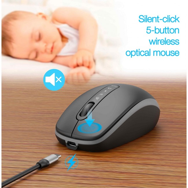 Gembird KBS-WPS-02 Dual-mode slim wireless desktop set, 2.4G+BT, US layout