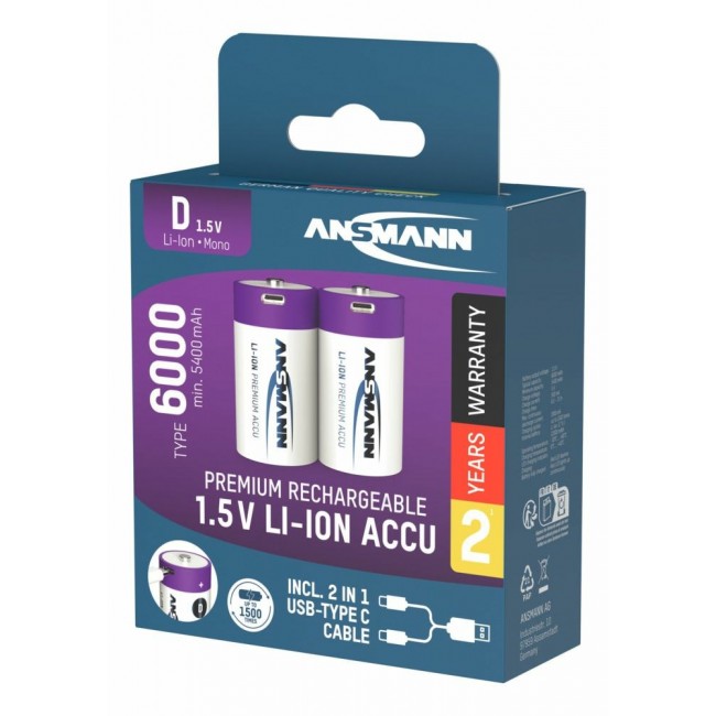 Ansmann 1314-0005 household battery Rechargeable battery D Lithium-Ion (Li-Ion)
