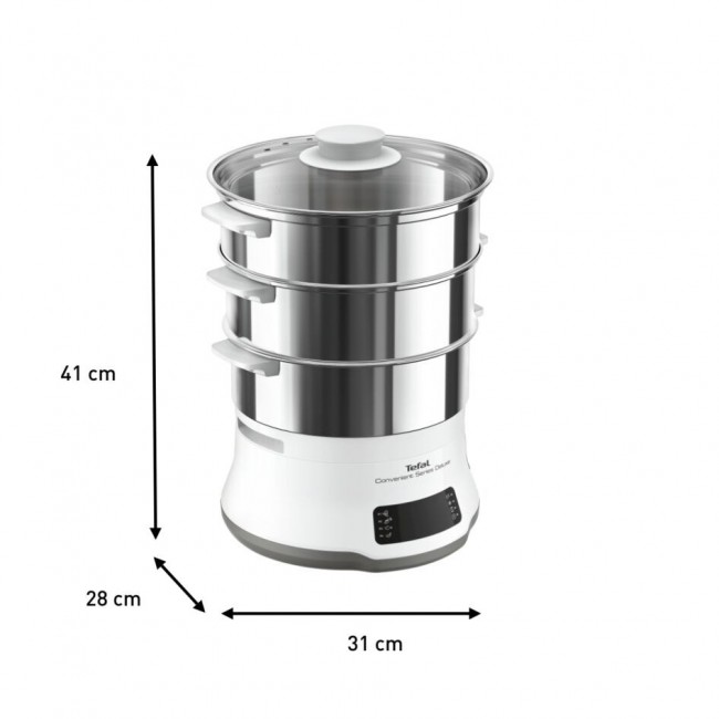 Tefal Convenient Series Deluxe VC502D steam cooker 3 basket(s) Countertop 900 W Stainless steel, White