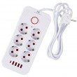 Maclean power strip, 6 socket extension + 4xUSB, 110-240V AC 50/60Hz, 2.1A max 2500W, 1.5 m, white, MCE389 W Maclean power strip, 6 socket extension + 4xUSB, 110-240V AC 50/60Hz, 2.1A max 2500W, 1.5 m, white, MCE389 W