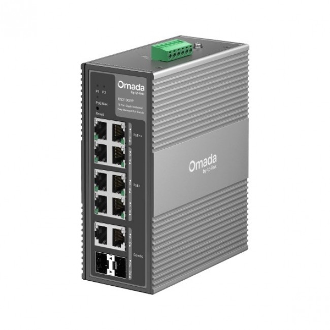TP-Link Omada 10-Port Gigabit Industrial Easy Managed Switch with 6-Port PoE+ and 2-Port PoE++ TP-Link Omada 10-Port Gigabit Industrial Easy Managed Switch with 6-Port PoE+ and 2-Port PoE++