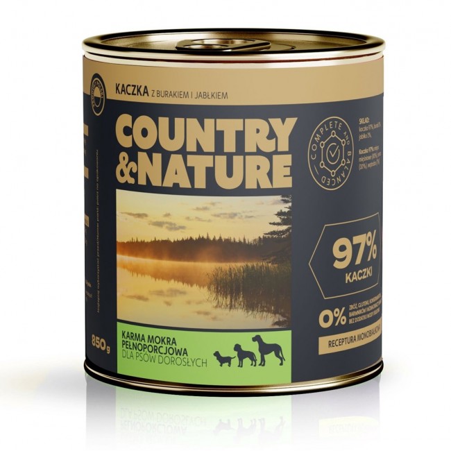 COUNTRY&NATURE Duck with beetroot and apple Mono - wet dog food - 850g