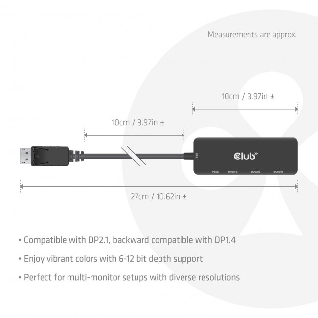 CLUB3D DisplayPort to Triple HDMI 8K60Hz Hub