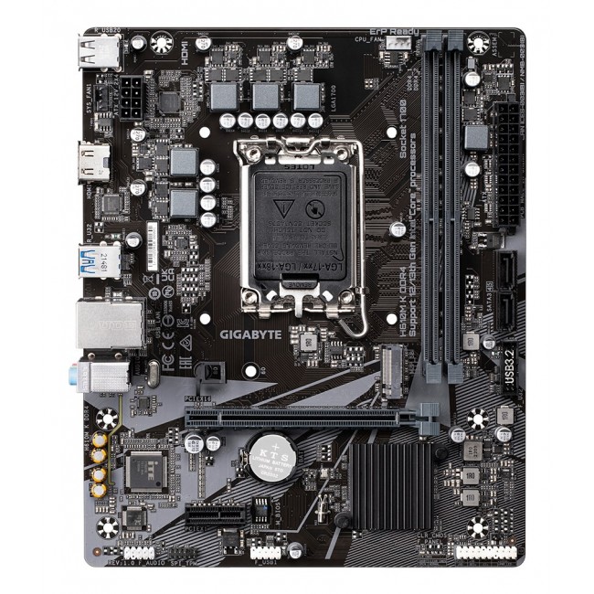 GIGABYTE H610M K DDR4 Motherboard - Supports Intel Core 14th Gen CPUs, 3+1+1 Phases Hybrid Power Design, up to 3200MHz DDR4, 1xPCIe 3.0 M.2, GbE LAN, USB 3.2 Gen 1