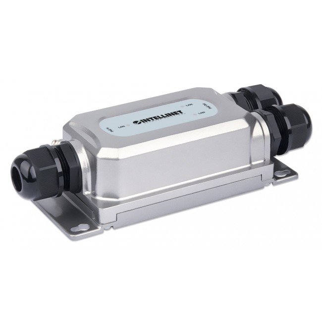 Intellinet 2-Port Outdoor Vandalproof Gigabit PoE++ Extender, Two 30 W Ports, Extends PoE up to 100 m (328 ft.), 60 W Power Budget, IEEE 802.3bt (4PPoE) Compliant, IP67 Waterproof, IK10-rated, Metal Housing