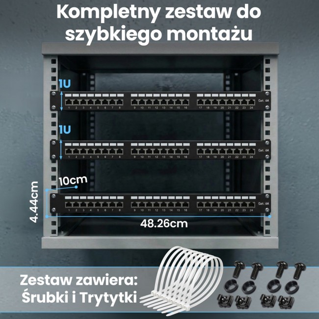 Patch Panel - Extralink CAT6A STP, 24 ports