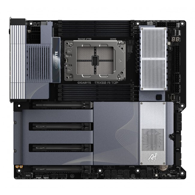 GIGABYTE TRX50 AI TOP-2B Motherboard - AMD Ryzen Threadripper PRO 7000 CPUs, 16+8+4 Phases Digital VRM, up to 5200 MHz DDR5, 4xPCIe 5.0 M.2, Wi-Fi 7, 10 GbE LAN, USB 4 GIGABYTE TRX50 AI TOP-2B Motherboard - AMD Ryzen Threadripper PRO 7000 CPUs, 16+8+4 Phases Digital VRM, up to 5200 MHz DDR5, 4xPCIe 5.0 M.2, Wi-Fi 7, 10 GbE LAN, USB 4