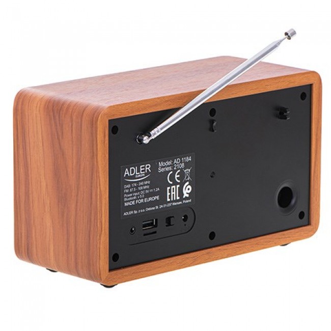 Adler AD 1184 radio Portable Digital Black, Wood