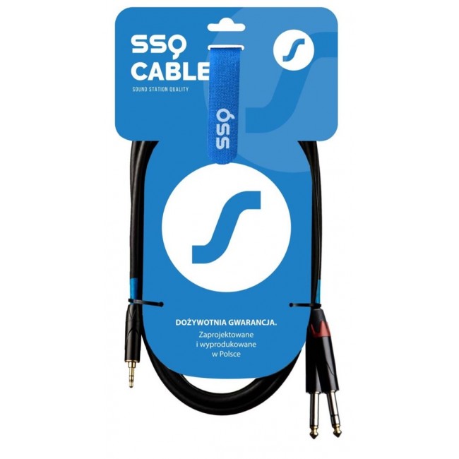 SSQ MIJM1 SS-1813 Cable Jack Stereo 3,5 mm - 2x Jack Mono 6,3 mm 1 m Black