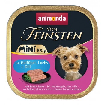 ANIMONDA Vom Feinsten Adult Mini Poultry, salmon and dill - wet dog food - 100g