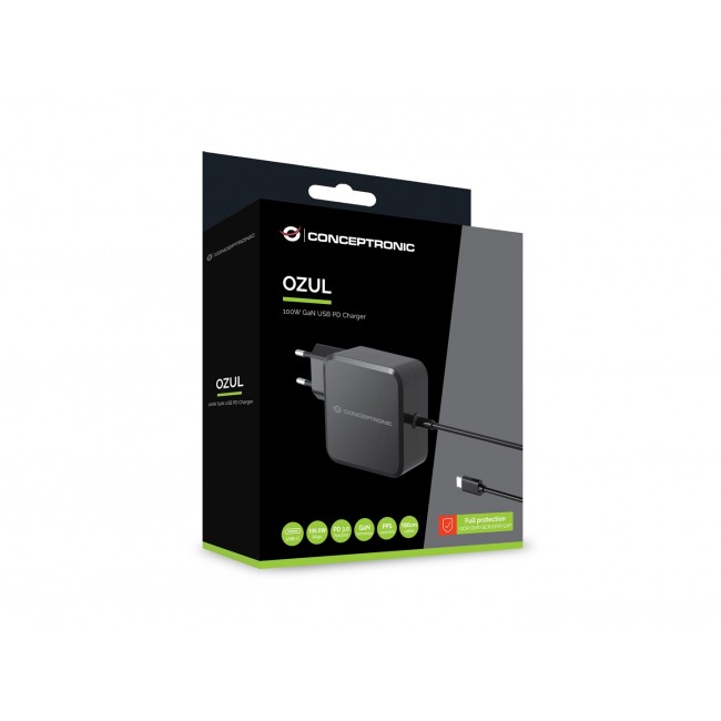 Conceptronic OZUL05BE mobile device charger Universal Black AC Indoor