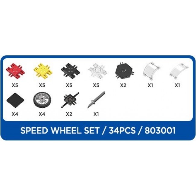 EDUCATIONAL AND CONSTRUCTION BLOCKS CLICS CLICFORMERS 803001 - SPEED WHEEL SET (10 IN 1) - 34 ELEMENTS