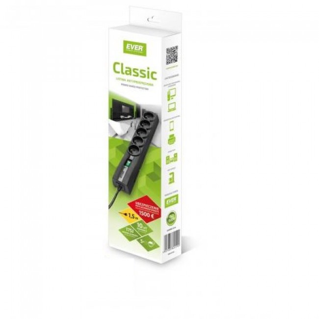 Ever CLASSIC Black 5 AC outlet(s) 250 V 1.5 m Ever CLASSIC Black 5 AC outlet(s) 250 V 1.5 m