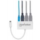 Manhattan USB-C Dock/Hub, Ports (x4): USB-A (x3) and USB-C, 5 Gbps (USB 3.2 Gen1 aka USB 3.0), With Power Delivery (60W) to USB-C Port (Note additional USB-C wall charger and USB-C cable needed), SuperSpeed USB, White, Three Year Warranty, Blister Manhattan USB-C Dock/Hub, Ports (x4): USB-A (x3) and USB-C, 5 Gbps (USB 3.2 Gen1 aka USB 3.0), With Power Delivery (60W) to USB-C Port (Note additional USB-C wall charger and USB-C cable needed), SuperSpeed USB, White, Three Year Warranty, Blister