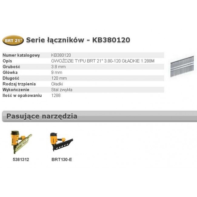 BOSTITCH NAILS BRT21 3.80-120 1.28M BOSTITCH NAILS BRT21 3.80-120 1.28M