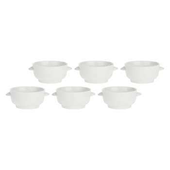 Set of 6 Terrine Soup Bowls - White, 12.5 cm