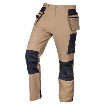 Spodnie robocze Mix&Match, 4 way stretch, z kaburami, Cordura, be owo-czarne, rozmiar M