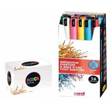 POSCA uni PC-1MR, 16 pcs marker 16 pc(s) Bullet tip Black, Blue, Gold, Green, Orange, Pink, Red, Silver, Violet, White, Yellow