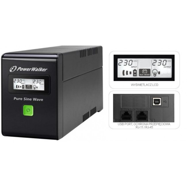 PowerWalker VI 600 SW FR uninterruptible power supply (UPS) Line-Interactive 0.6 kVA 360 W 2 AC outlet(s) PowerWalker VI 600 SW FR uninterruptible power supply (UPS) Line-Interactive 0.6 kVA 360 W 2 AC outlet(s)
