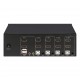 Manhattan HDMI KVM Switch 4-Port, 4K@30Hz, USB-A/3.5mm Audio/Mic Connections, Cables included, Audio Support, Control 4x computers from one pc/mouse/screen, USB Powered, Black, Three Year Warranty