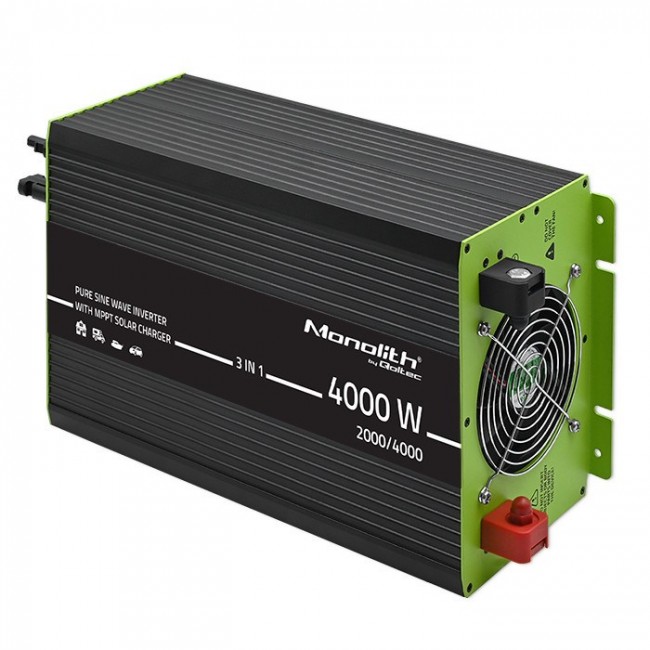 Qoltec Monolith 3-in-1 Solar Inverter with AC Charging | MPPT | UPS | ATS | 2000W | 4000W | 12V to 230V | Pure Sine Qoltec Monolith 3-in-1 Solar Inverter with AC Charging | MPPT | UPS | ATS | 2000W | 4000W | 12V to 230V | Pure Sine