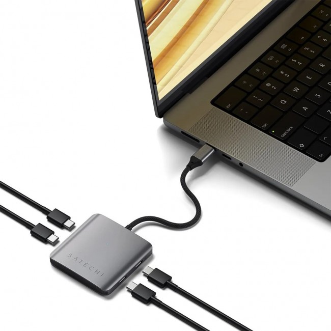 Satechi ST-H4CPDM interface hub USB Type-C 10000 Mbit/s Grey Satechi ST-H4CPDM interface hub USB Type-C 10000 Mbit/s Grey