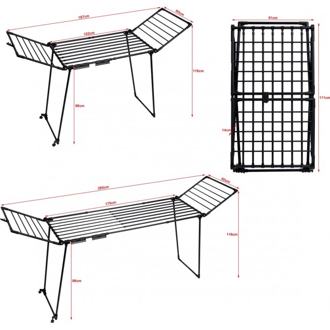 PROMIS MONZA clothes dryer, extendable + 2 wings, large, black