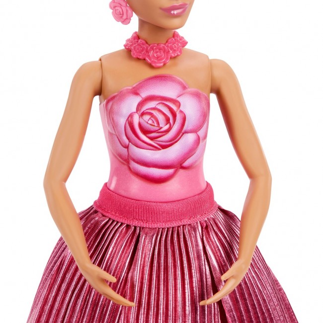 Barbie Petal Pop Scented Fashion Doll with Rose Dress, Reveal Accessories like Bunny & More