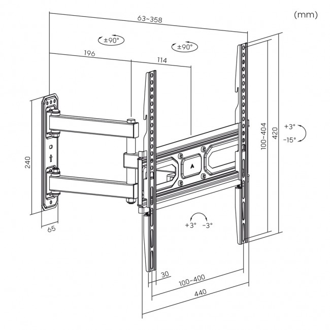 Maclean TV-Halterung, max vesa 400x400, f r gebogene TVs, 33-70