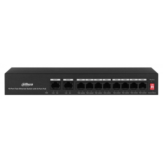 Dahua Technology PoE DH-PFS3010-8ET-65 network switch Fast Ethernet (10/100) Power over Ethernet (PoE) Black Dahua Technology PoE DH-PFS3010-8ET-65 network switch Fast Ethernet (10/100) Power over Ethernet (PoE) Black