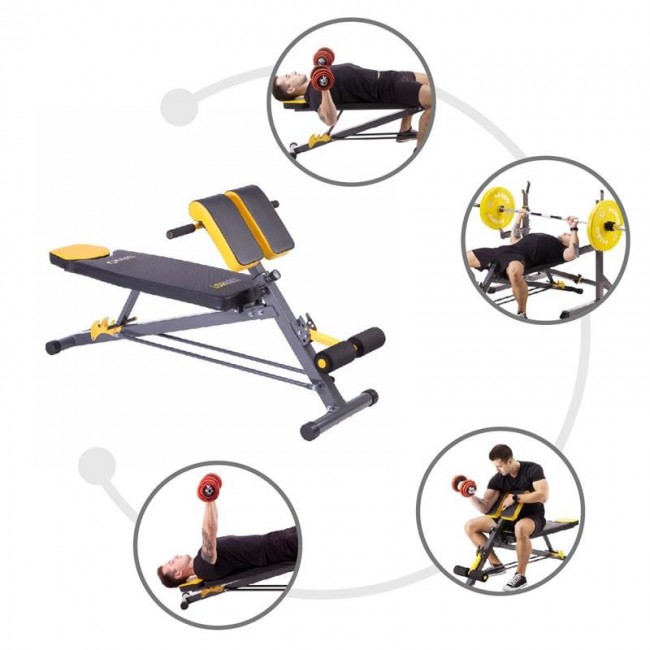 HMS Fitness LSR8311 Flat weight training bench Adjustable seat Home Black, Yellow HMS Fitness LSR8311 Flat weight training bench Adjustable seat Home Black, Yellow