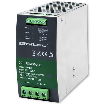 Qoltec Din Rail DC UPS Module | 40A | 24V