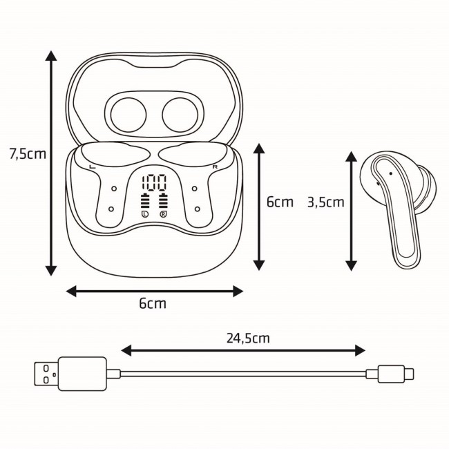 Audiocore wireless headphones, hybrid ANC, ENC, 6 microphones, charging case, Tuya, AC591 PRO Audiocore wireless headphones, hybrid ANC, ENC, 6 microphones, charging case, Tuya, AC591 PRO