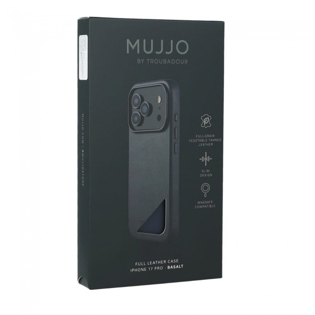 Mujjo Full Leather Case MagSafe Case for iPhone 17 Pro Grey