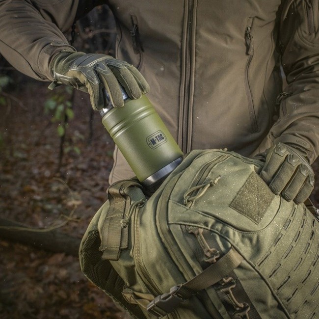 M-Tac UN-R02-750A Food thermos with foldable stainless steel spoon, 750 ml, olive green