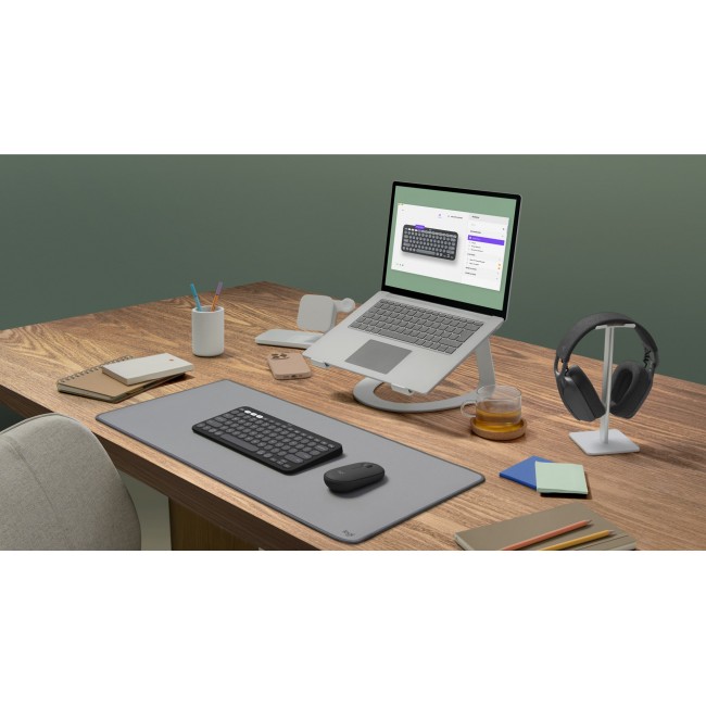 Logitech Pebble 2 Combo keyboard Mouse included Universal RF Wireless + Bluetooth QWERTY US International Graphite