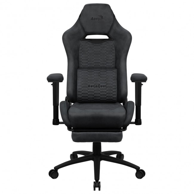 Aerocool ROYALSLATEGR Premium Ergonomic Gaming Chair Legrests Aerosuede Technology Grey