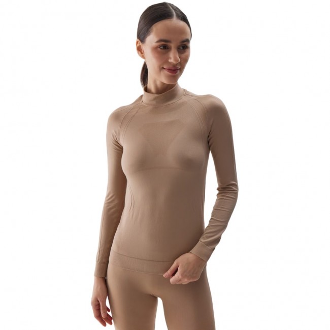 Women's Thermoactive T-Shirt 4F F156 light brown 4FWAW24USEAF156 82S XS/S Women's Thermoactive T-Shirt 4F F156 light brown 4FWAW24USEAF156 82S XS/S