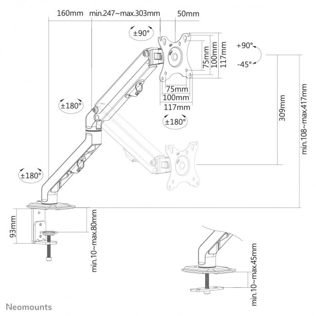 Neomounts FPMA-D650BLACK Monitor arm 17-27 Neomounts FPMA-D650BLACK Monitor arm 17-27