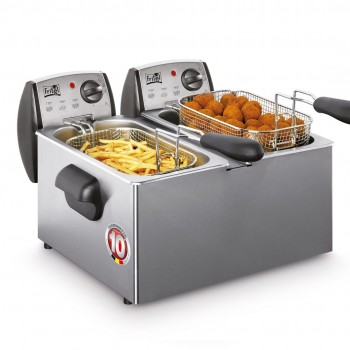 Fritel FR 1850 DUO Double 6 L Stand-alone 4400 W Deep fryer Stainless steel