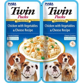 INABA Dog Twin Chicken with Vegetables and Cheese in Broth dog treat 2x40g