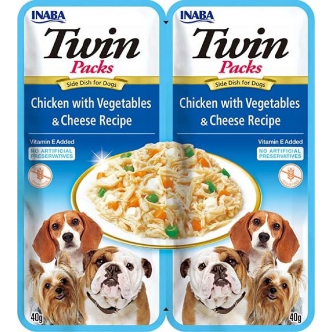 INABA Dog Twin Chicken with Vegetables and Cheese in Broth dog treat 2x40g INABA Dog Twin Chicken with Vegetables and Cheese in Broth dog treat 2x40g